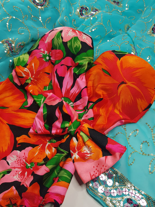 Poolside Glamour Vintage 1980s Tropical Strapless punchy floral one piece