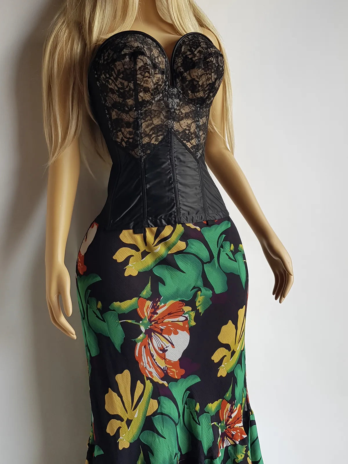 1990s Sexy Bohemian Rockstar Vintage Maxi Skirt / Dress - Floaty Multi Tier Cut - Insane Floral Print - Double Layered