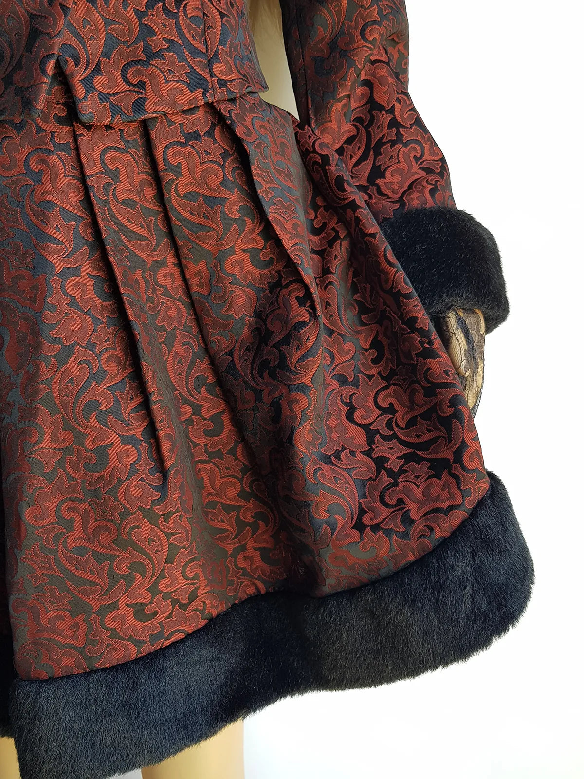 Italian Vintage Romantic Gothic Deep Red Brocade Jacket (1 Piece of a matching set)