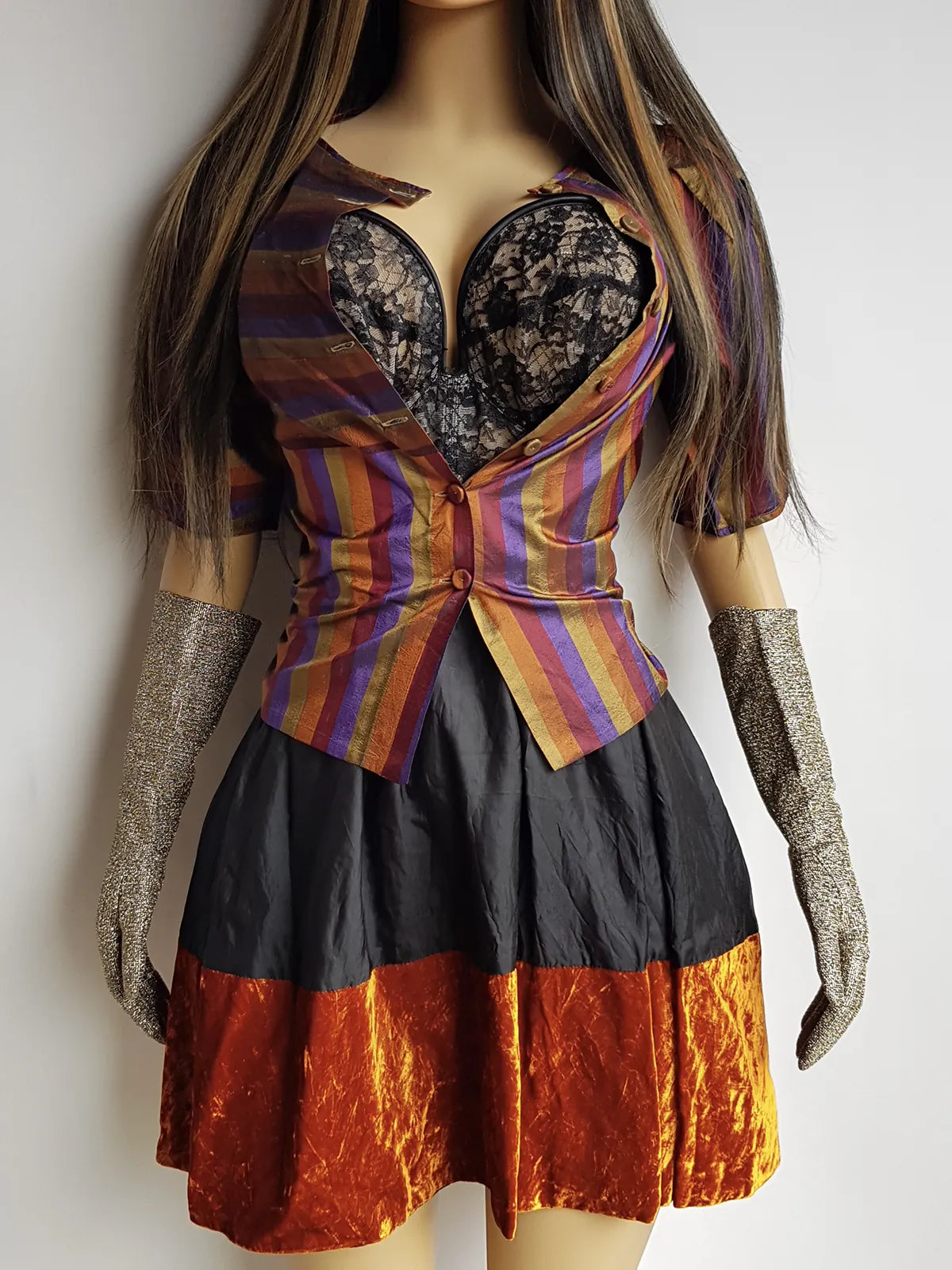 Genuine 1990s Whimsigoth Peasant Blouse in Iridescent Metallic Autumn Colours - Light and Floaty - Wear open or closed - button front