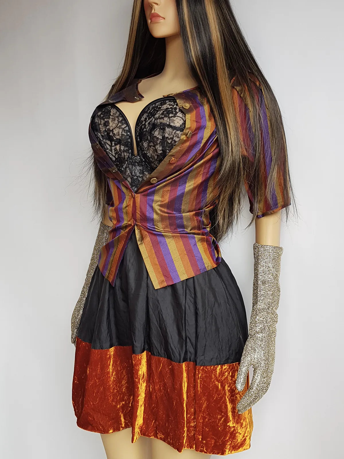 Genuine 1990s Whimsigoth Peasant Blouse in Iridescent Metallic Autumn Colours - Light and Floaty - Wear open or closed - button front