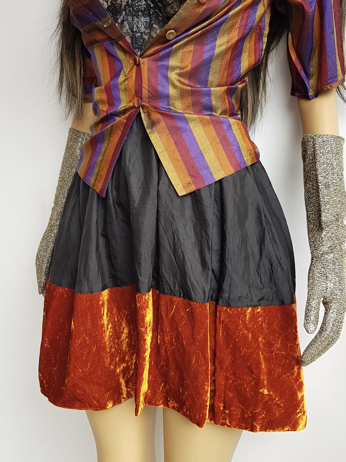 Genuine 1990s Whimsigoth Peasant Blouse in Iridescent Metallic Autumn Colours - Light and Floaty - Wear open or closed - button front