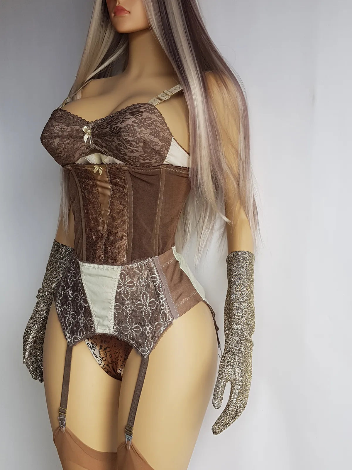 Vintage Authentic 1950s Pistachio Swirl Collection - Custom Hand Dyed Bullet Bra with Lace Overlay - Only One Made