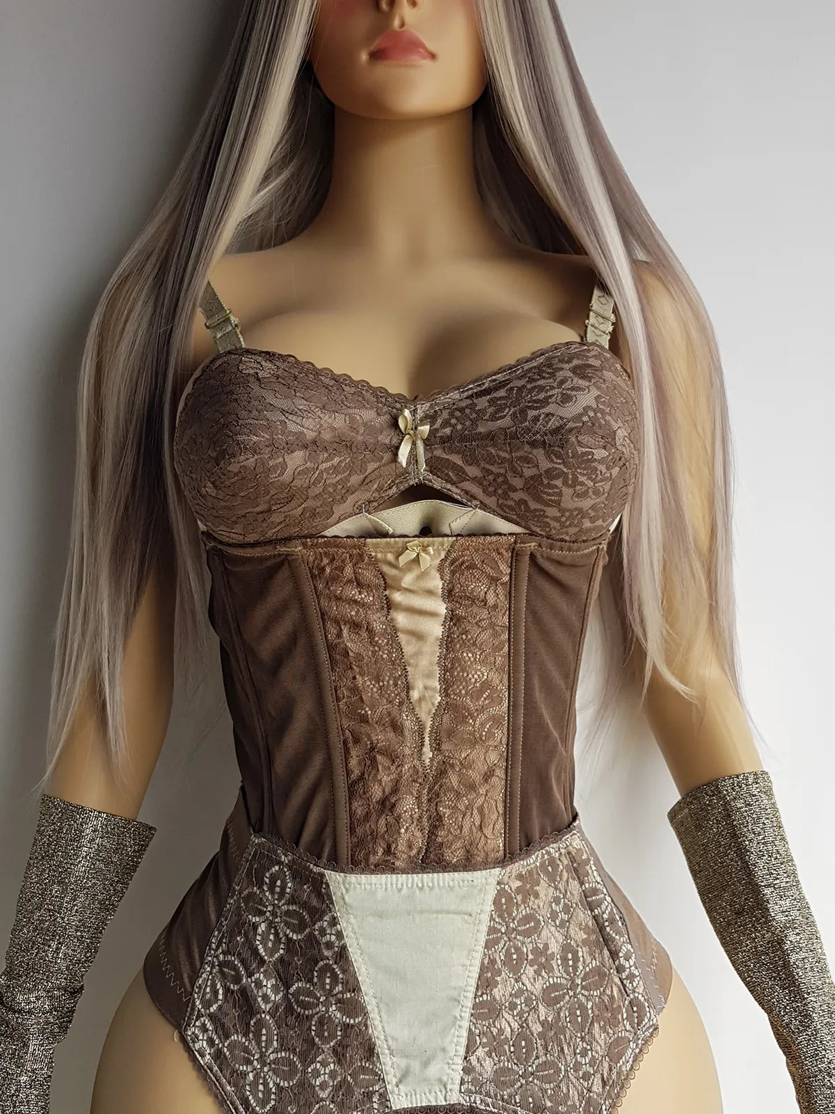 Vintage Authentic 1950s Pistachio Swirl Collection - Custom Hand Dyed Bullet Bra with Lace Overlay - Only One Made