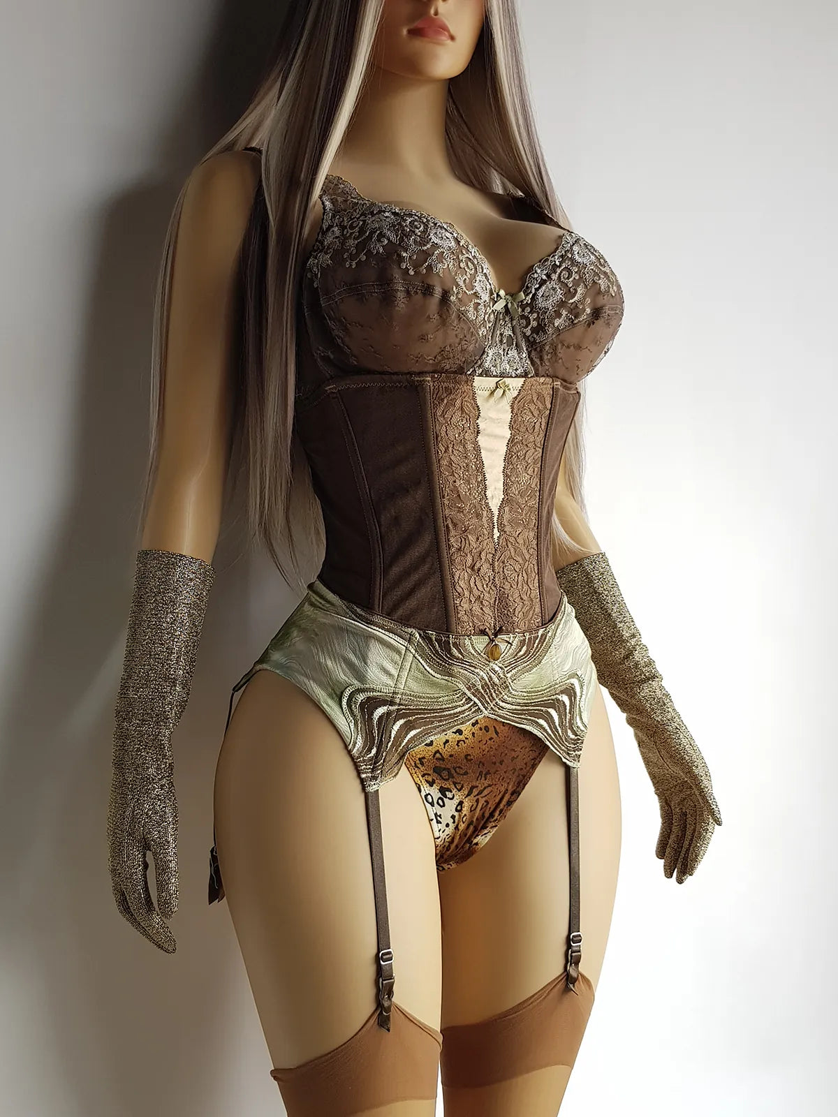 Vintage Authentic 1990s Pistachio Swirl Collection - Custom Hand Dyed Lace Bra with Floral Detailing - Only One Made