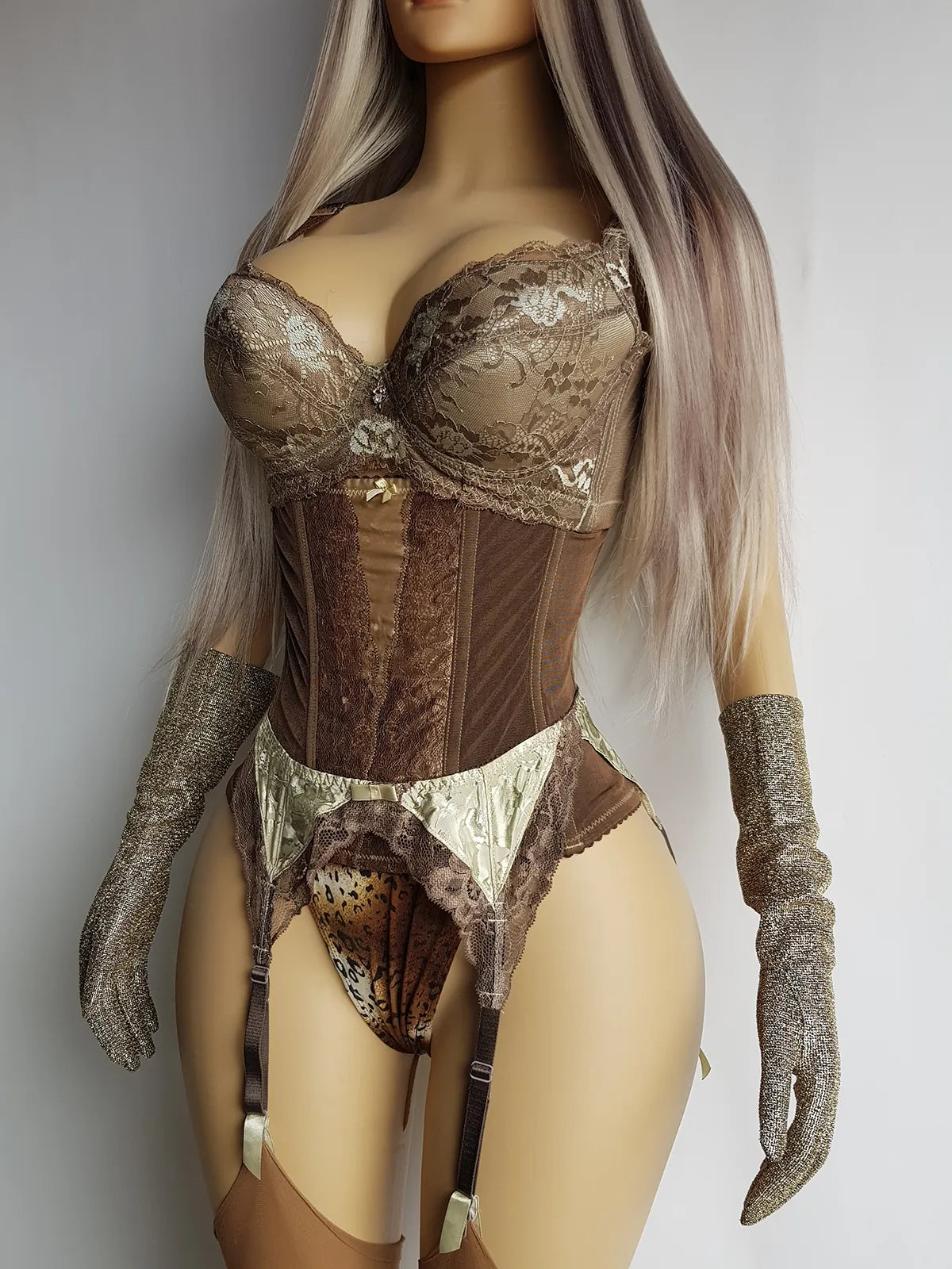 Vintage Authentic 1990s Pistachio Swirl Collection - Custom Hand Dyed Bra with Lace Overlay - Only One Made