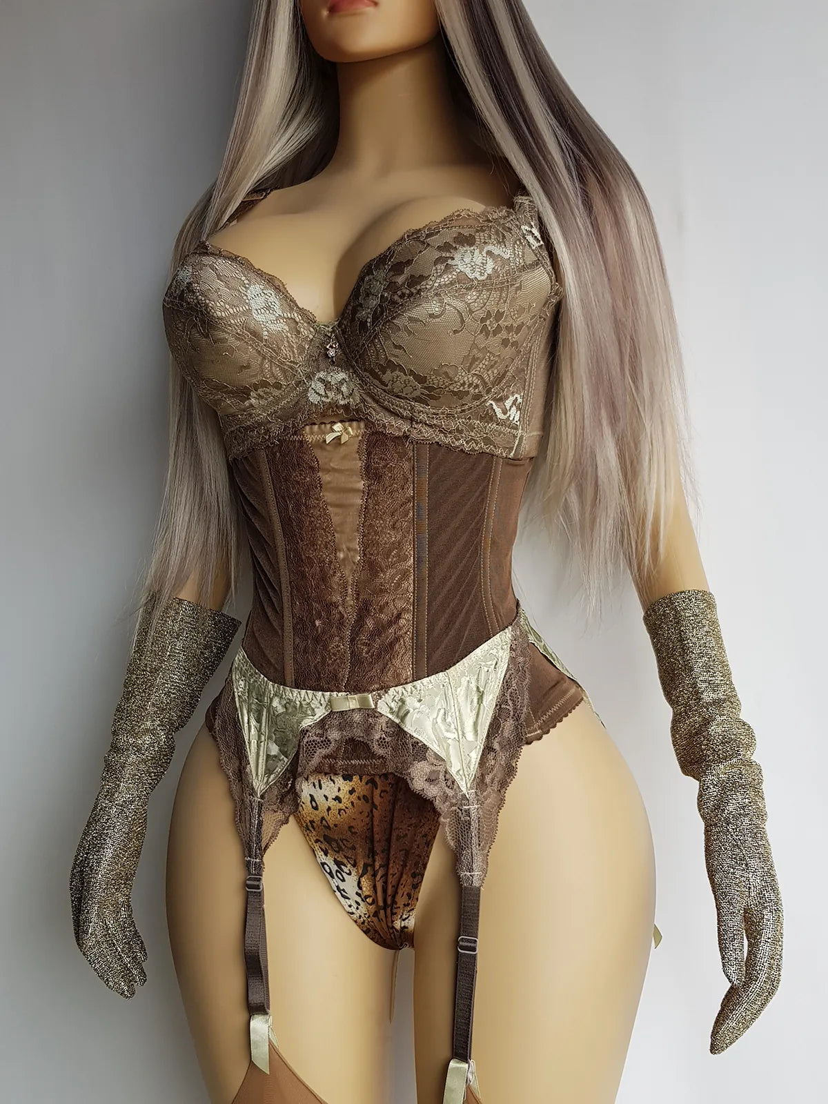 Vintage Authentic 1990s Pistachio Swirl Collection - Custom Hand Dyed Bra with Lace Overlay - Only One Made