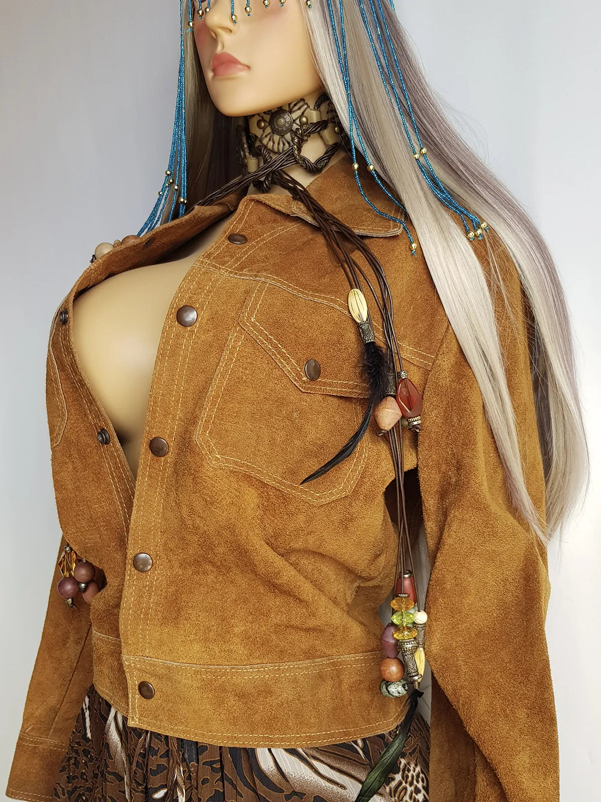 Vintage 100% Genuine Rough Raw Suede Leather Motorcycle Jacket - Rich Caramel  - Metal Hardware