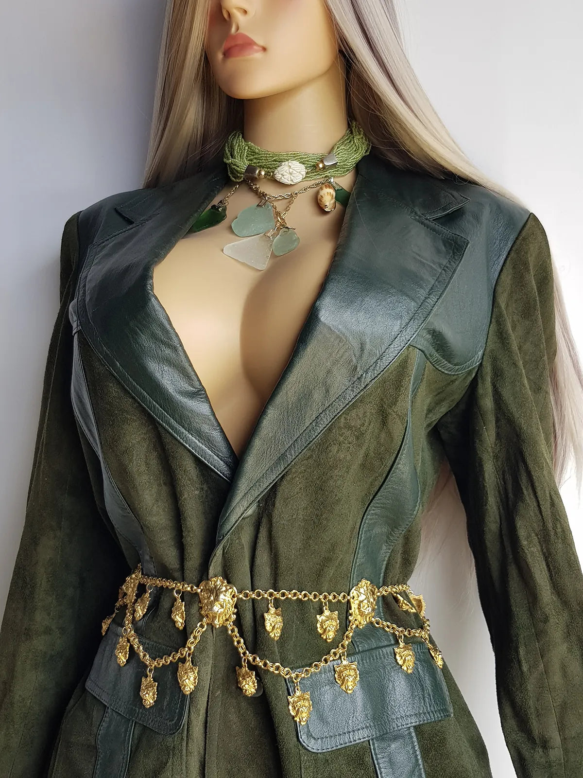 Vintage Italian Lions Head chain belt / knecklace - 1980s super heavy high quality - never worn - absolute knockout accessory  - wear multiple ways