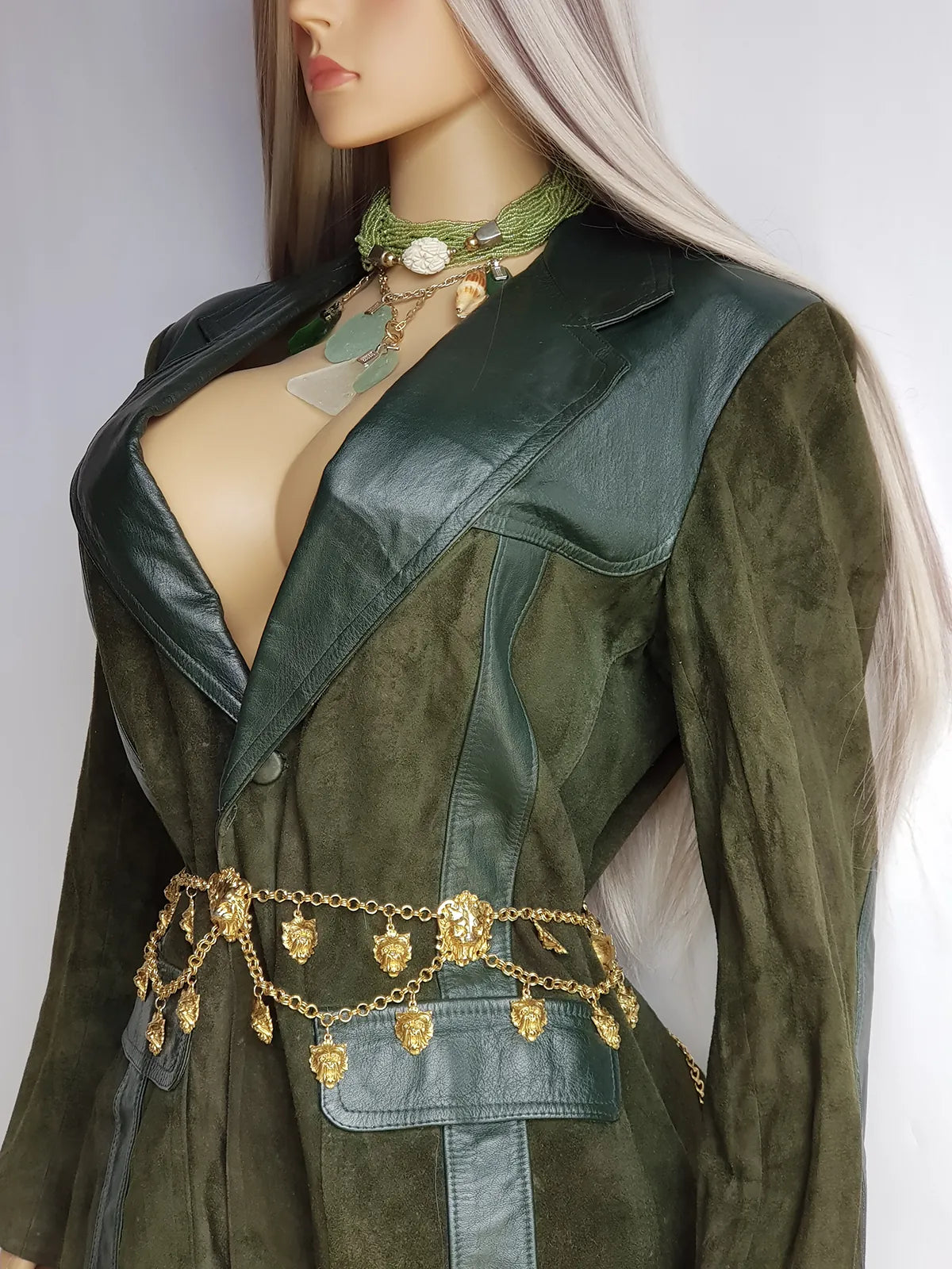 1970s Beautiful Green Soft Suede & Leather Jacket - Boyfriend Fit - Leather Elbow Patches - Oversized