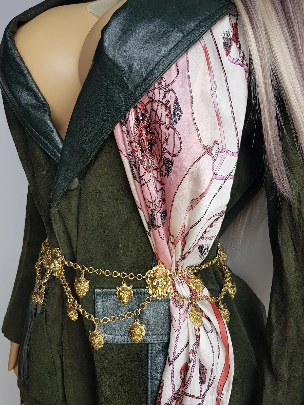 Vintage 100% Pure Silk Scarf - Equestrian Print - Rolled Edges - Spectacular and Buttery Soft