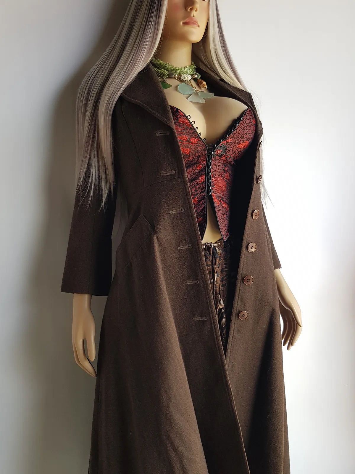 1970s Immaculate Tailoring Wool Coat - Absolute Perfection - Very Vivienne Westwood Style- Rich Brown Tone - Stiff Collar & Beautifully Cut Pockets