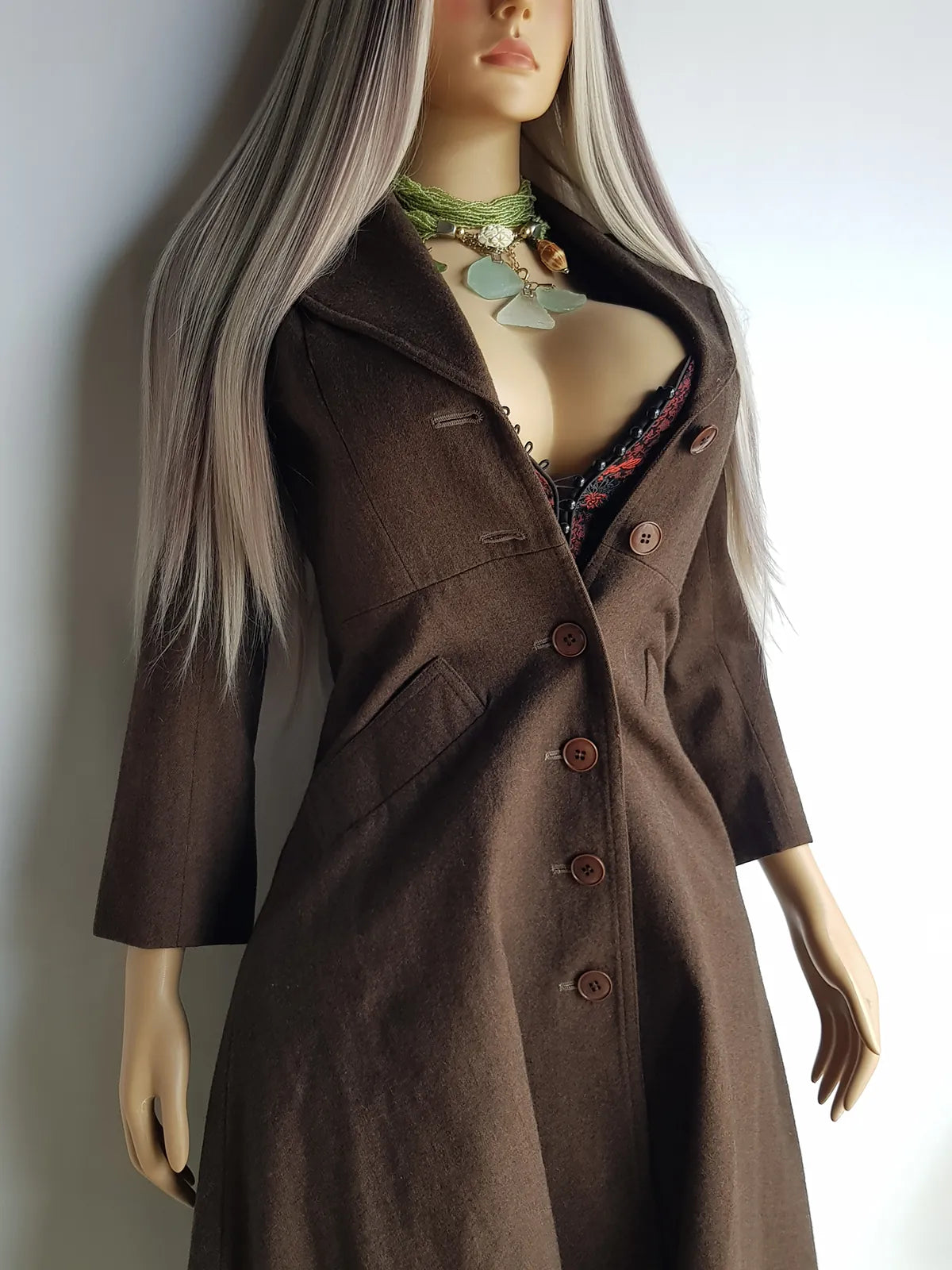 1970s Immaculate Tailoring Wool Coat - Absolute Perfection - Very Vivienne Westwood Style- Rich Brown Tone - Stiff Collar & Beautifully Cut Pockets