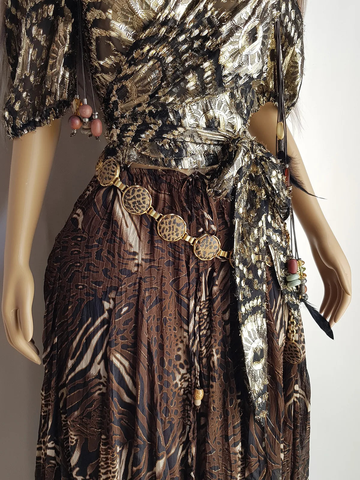 Spectacular Sheer Wrap Jacket in Light Metallic Animal Print - Very Rock Star Girlfriend - Puff Sleeves - Wear multiple ways as a versatile cover up