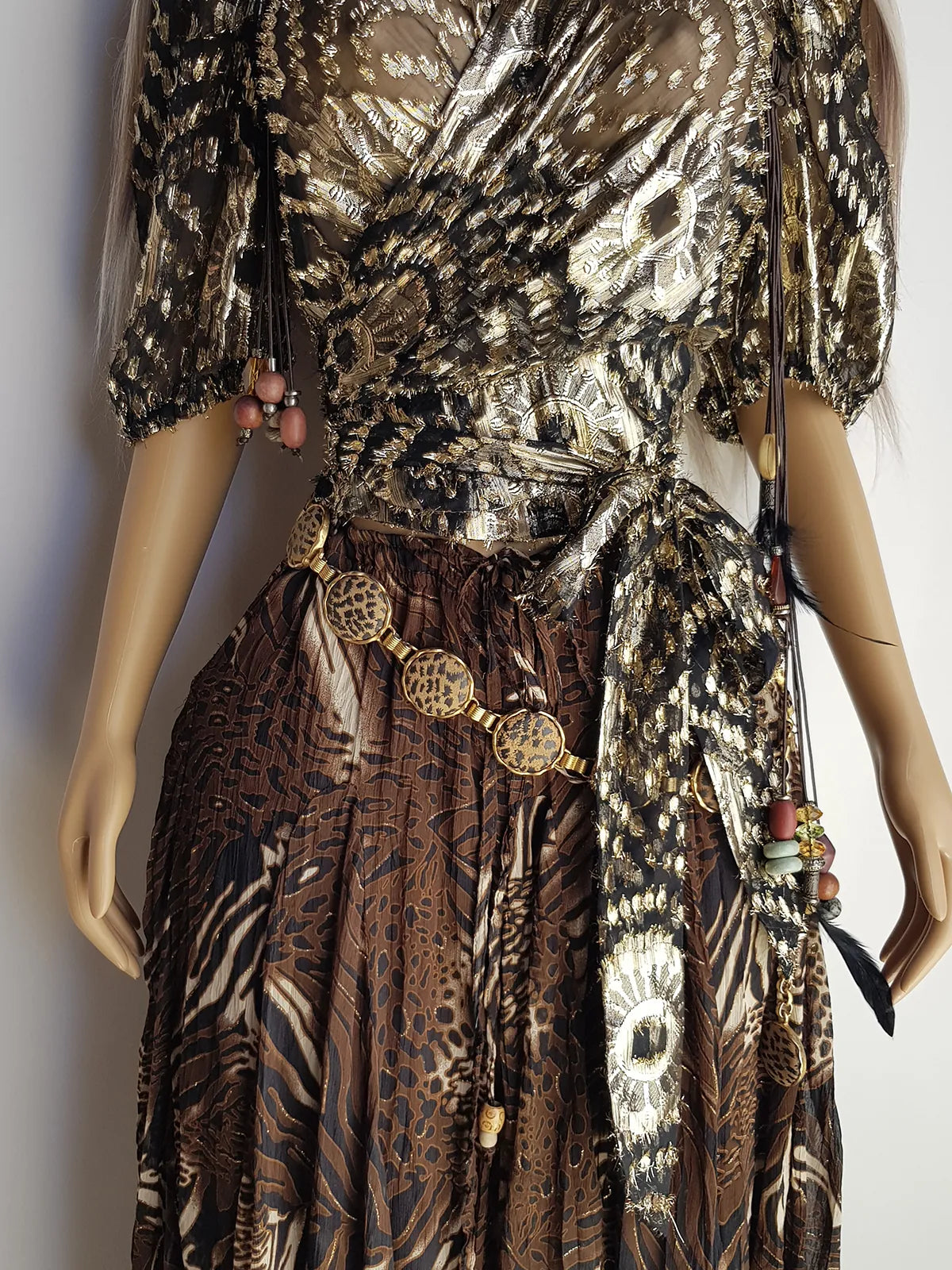 Spectacular Sheer Wrap Jacket in Light Metallic Animal Print - Very Rock Star Girlfriend - Puff Sleeves - Wear multiple ways as a versatile cover up