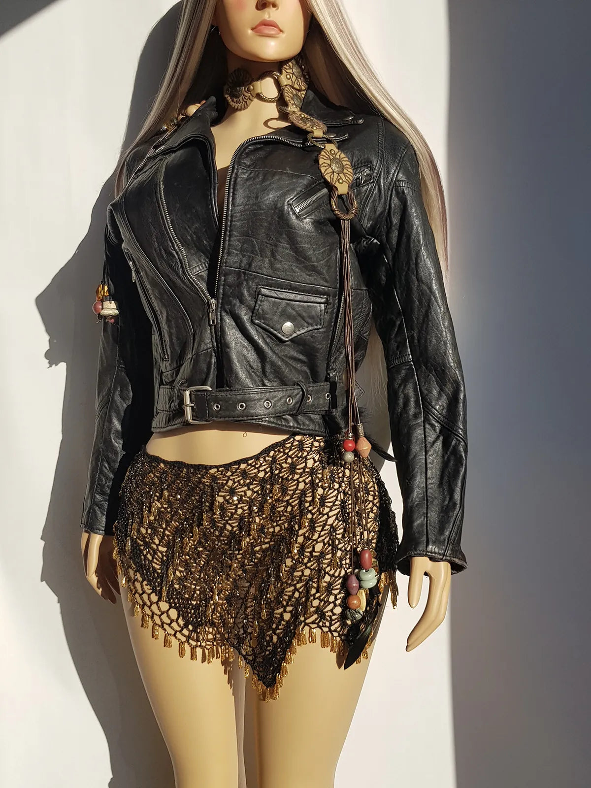 Italian Vintage 100% Genuine Leather 1980s Motorcycle Jacket - Metal Hardware - Fully Lined Jacket