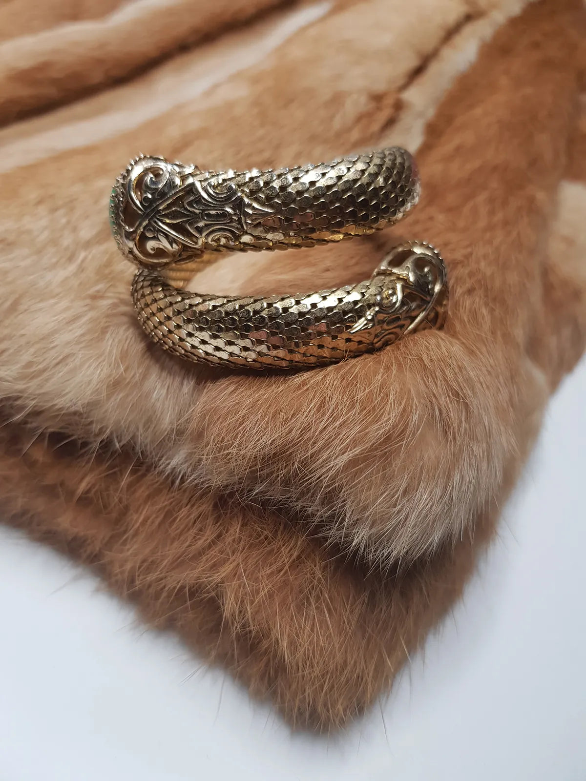 1960s Antique Designer Snake Cuff Bracelet - Gold & Turquoise - Ornate Statement Piece Beautifully Wraps Around Wrist