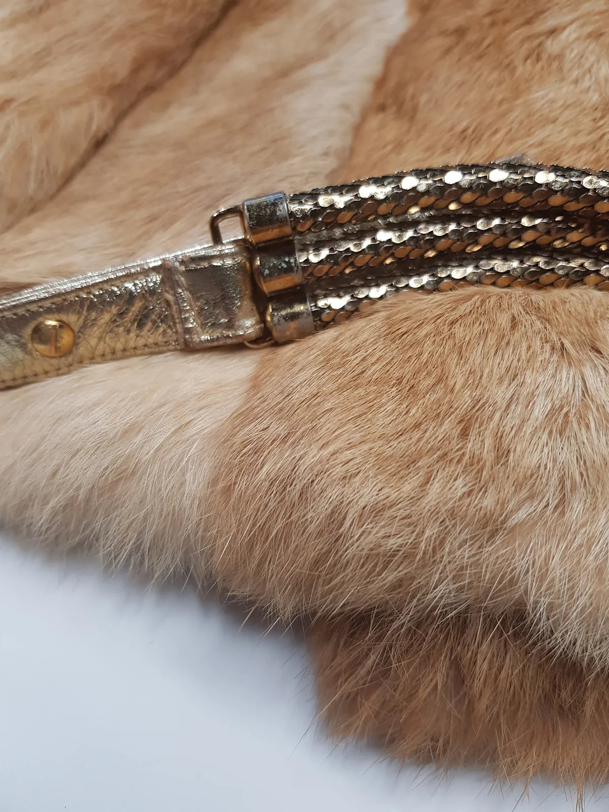 1970s Vintage Metal Snake Belt - Studio54 Style - 3 Tier Dark Metallic Blue & Gold Leather