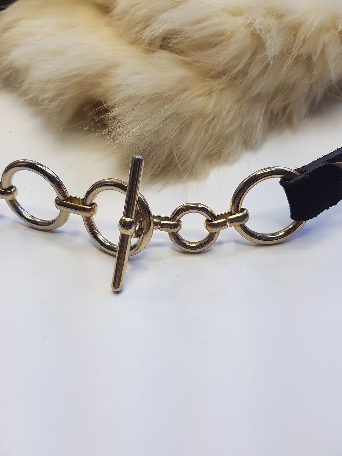 Vintage 100% Leather & Metal Belt / Choker / Bracelet in Black & Gold - Can be worn multiple ways