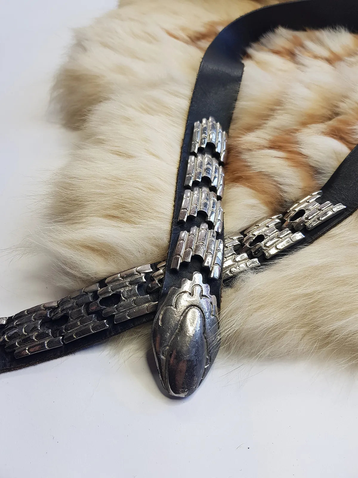 Incredible 1940s Handmade Articulated Serpent Belt - 100% Genuine Leather - Ultra Heavy - Silver & Black