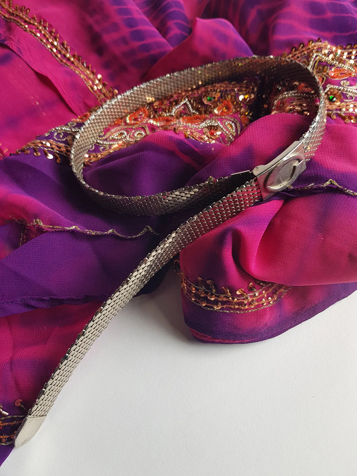 1970s Designer Oroton Metal Mesh Silver Snake Belt - Sparkly - Studio 54 Party wear