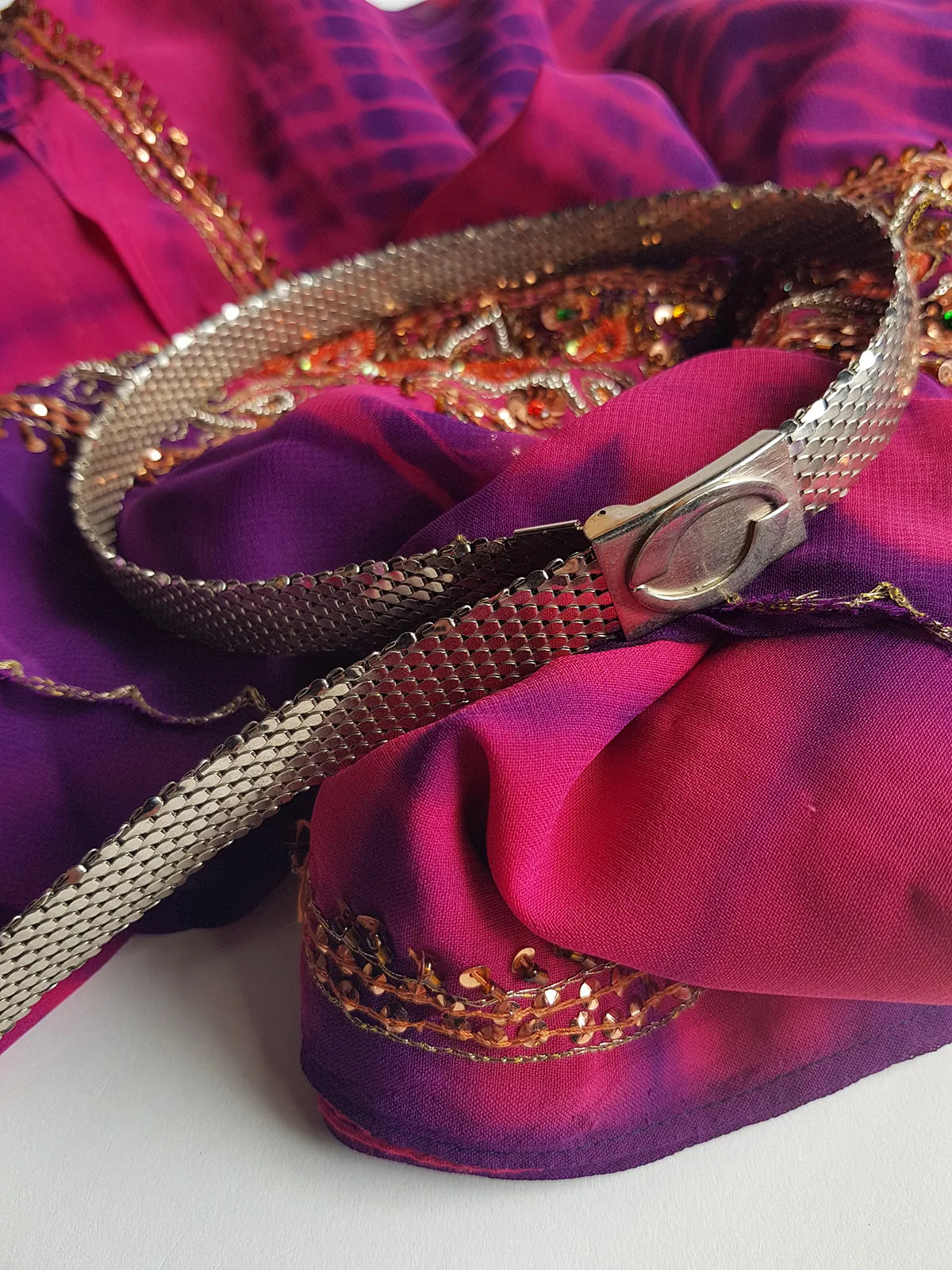 1970s Designer Oroton Metal Mesh Silver Snake Belt - Sparkly - Studio 54 Party wear