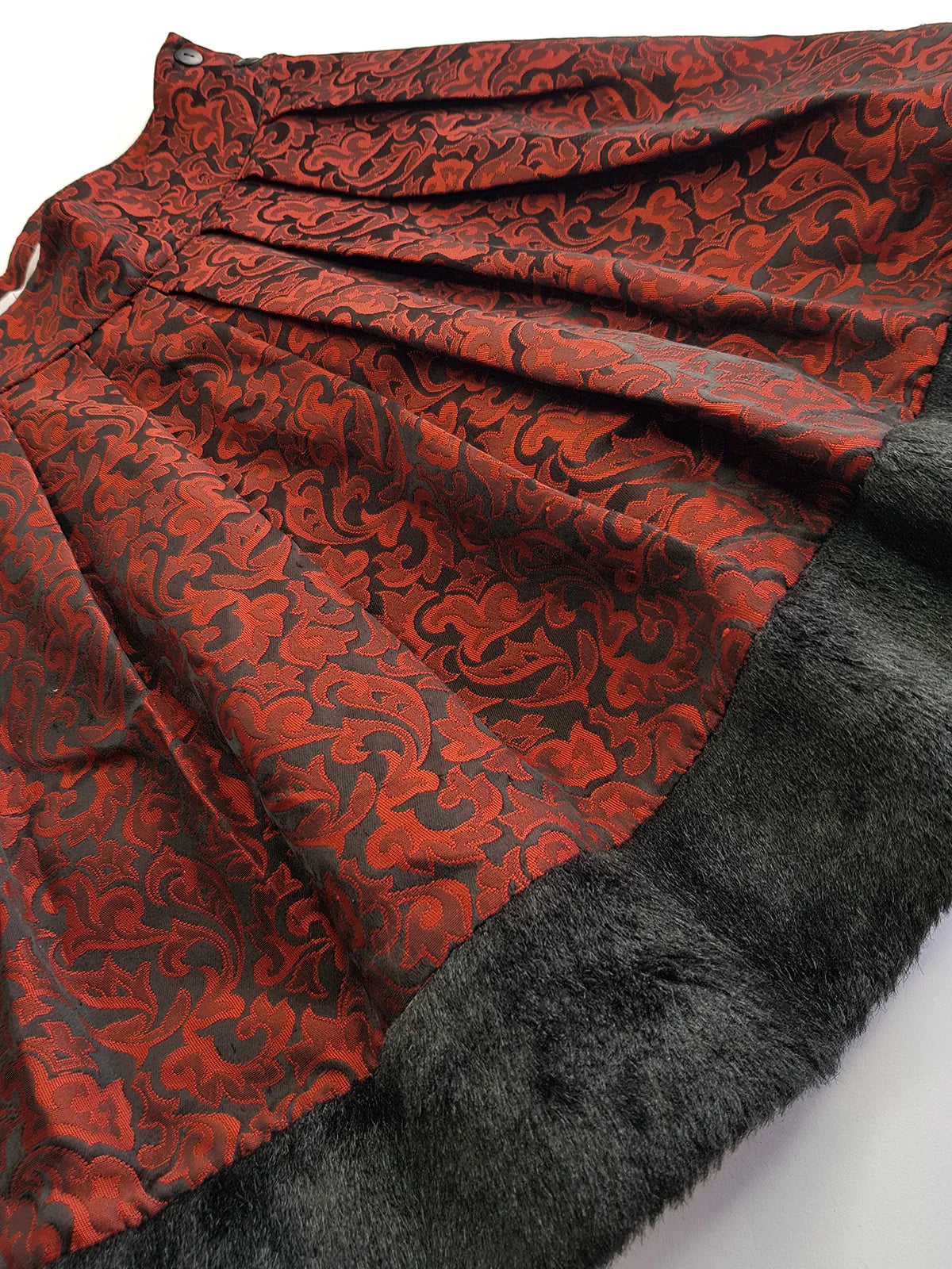 Italian Vintage Romantic Gothic Deep Red Brocade Skirt (1 Piece of a matching set)