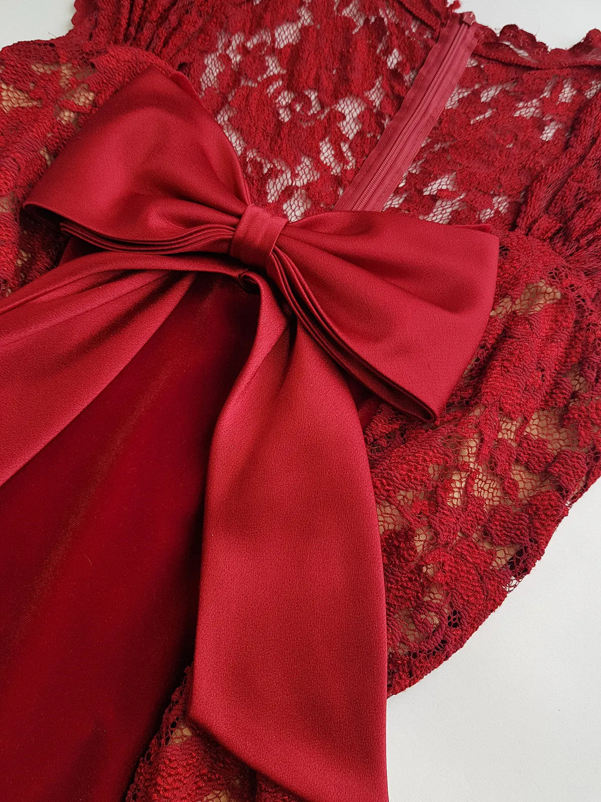 1990s Romantic Ruby Red Designer Vintage Lace & Velvet Dress - Knockout for Evening & The Perfect Dinner Date - Unbelievably Gorgeous