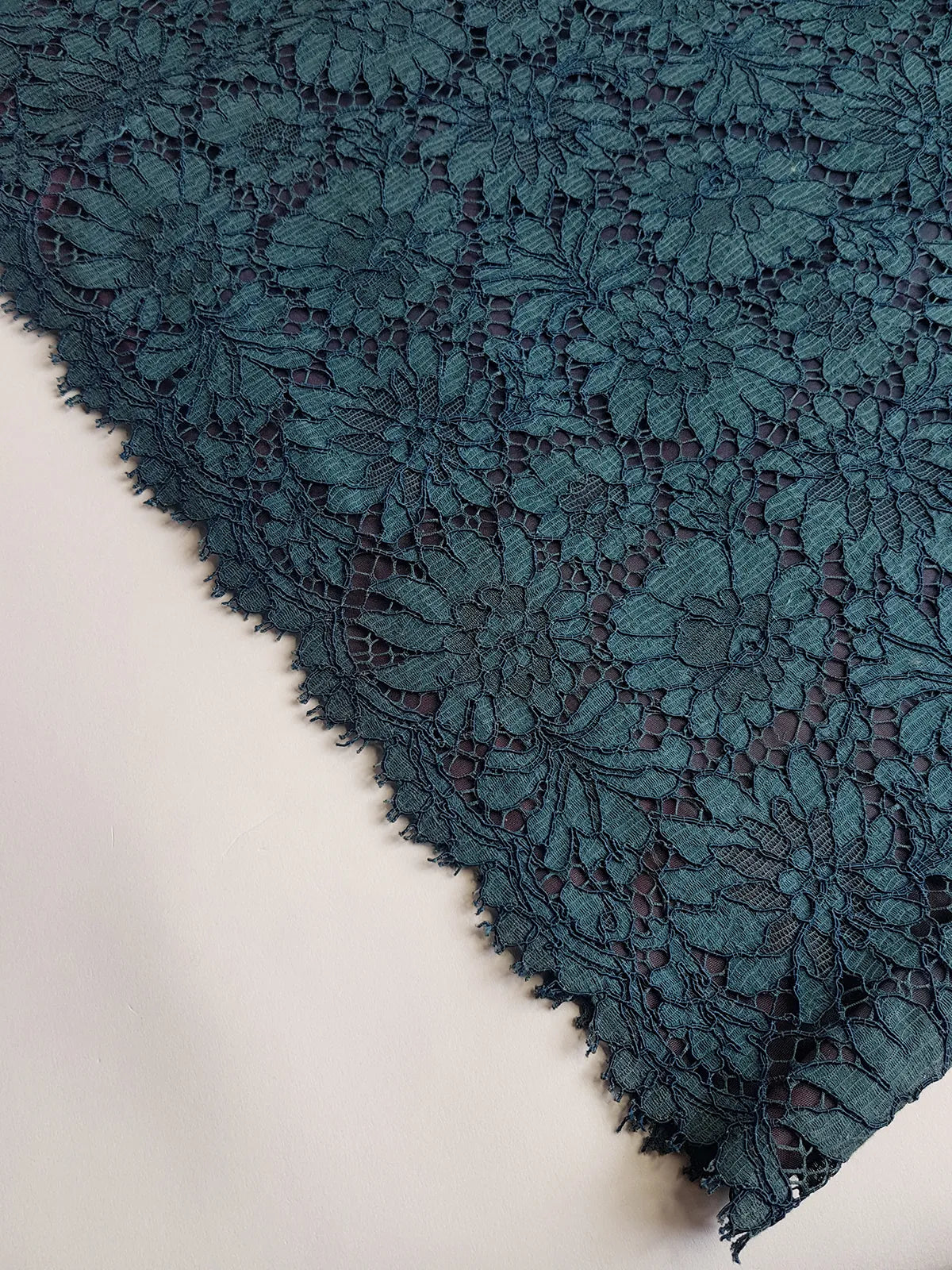 1950s Vintage Peacock Lace Dress - Scalloped Lace Hemline - Immaculate Tailoring - Fully Lined