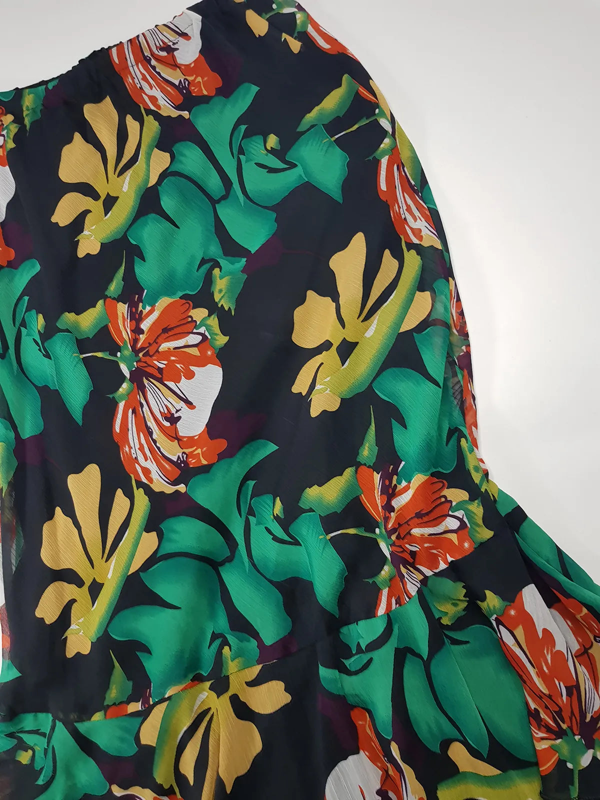 1990s Sexy Bohemian Rockstar Vintage Maxi Skirt / Dress - Floaty Multi Tier Cut - Insane Floral Print - Double Layered