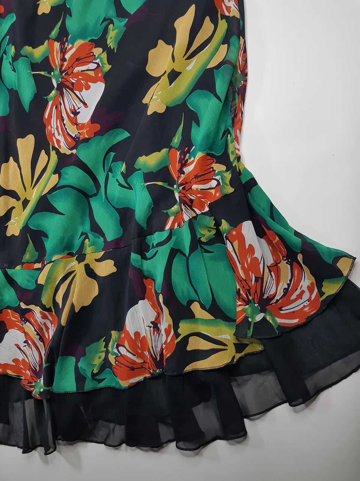 1990s Sexy Bohemian Rockstar Vintage Maxi Skirt / Dress - Floaty Multi Tier Cut - Insane Floral Print - Double Layered