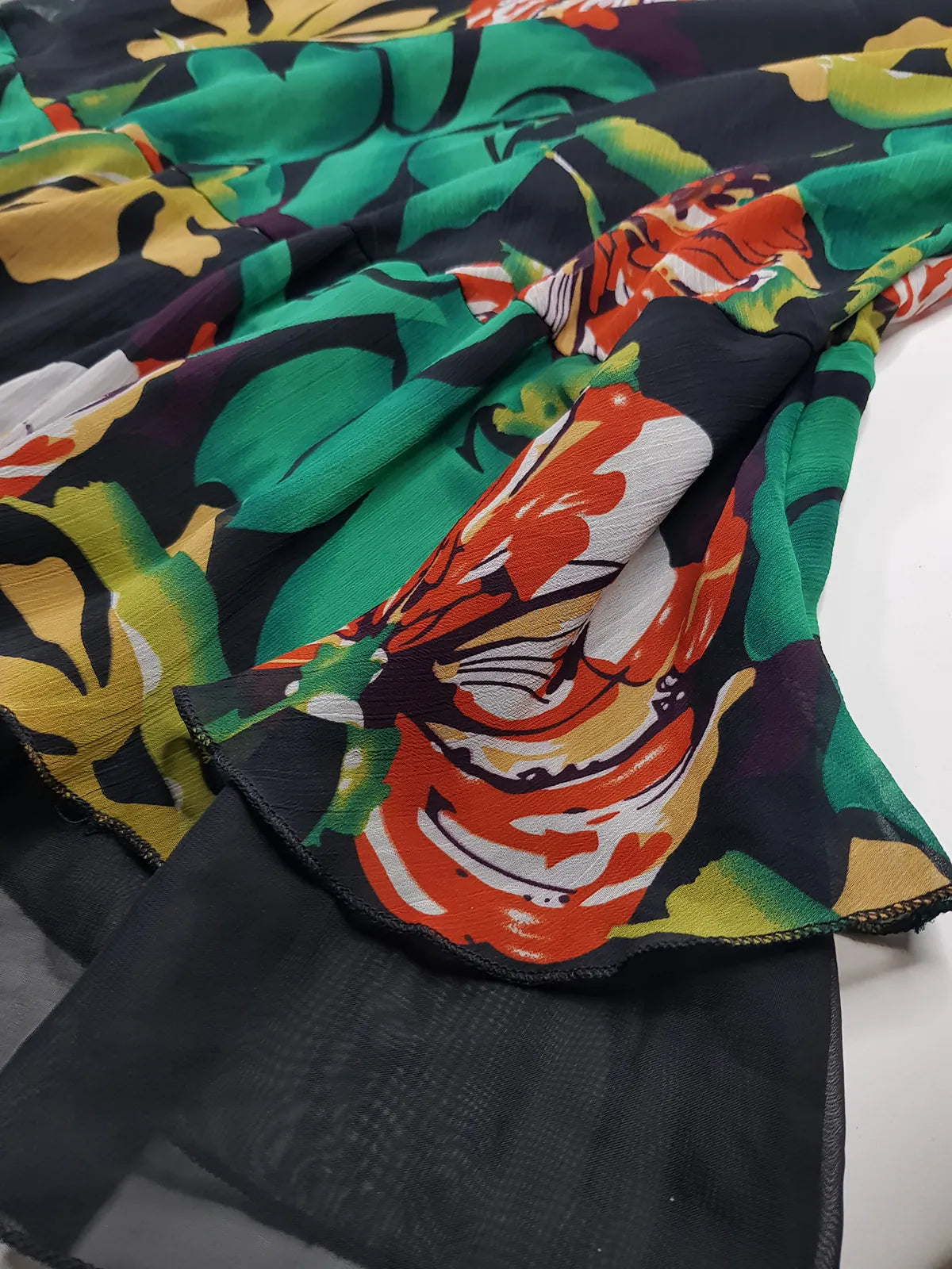 1990s Sexy Bohemian Rockstar Vintage Maxi Skirt / Dress - Floaty Multi Tier Cut - Insane Floral Print - Double Layered