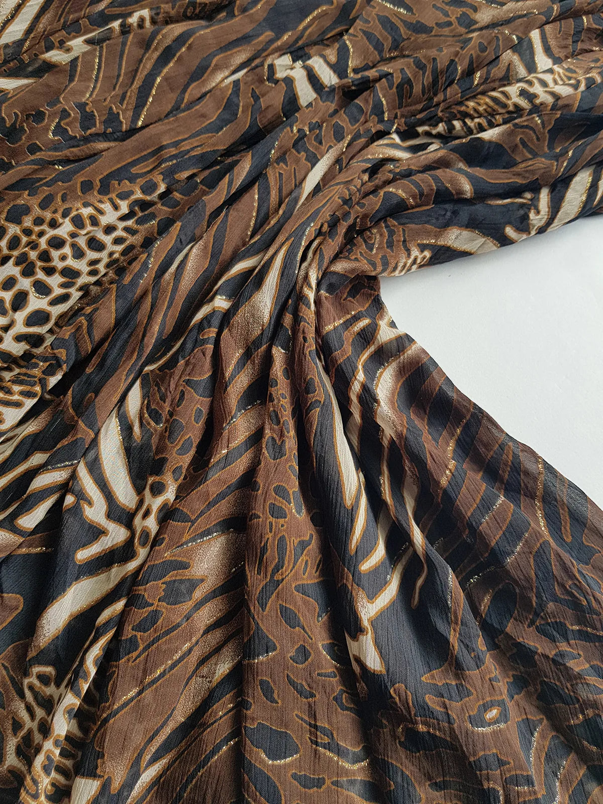 1990s Sexy Bohemian Rockstar Vintage Maxi Skirt / Dress - Floaty Multi Tier Cut - Insane Tiger & Cheetah Print - Multi Layered - Tribal Beading Drawstring Waist