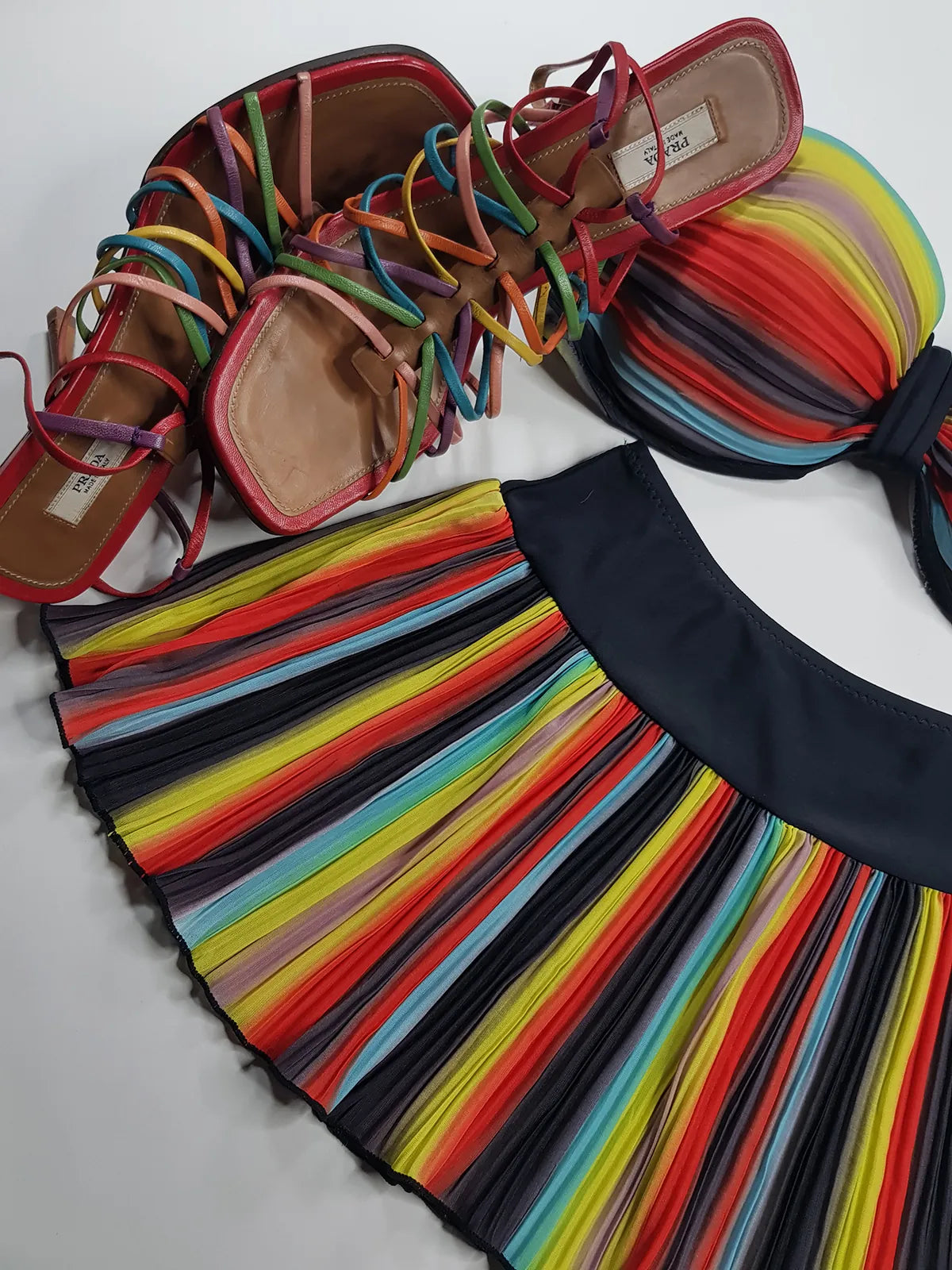 Knockout 1980s Statement Swimwear - Multicolour Vintage - Ultra Feminine - Bikini Top & Skirt - Two Piece Set