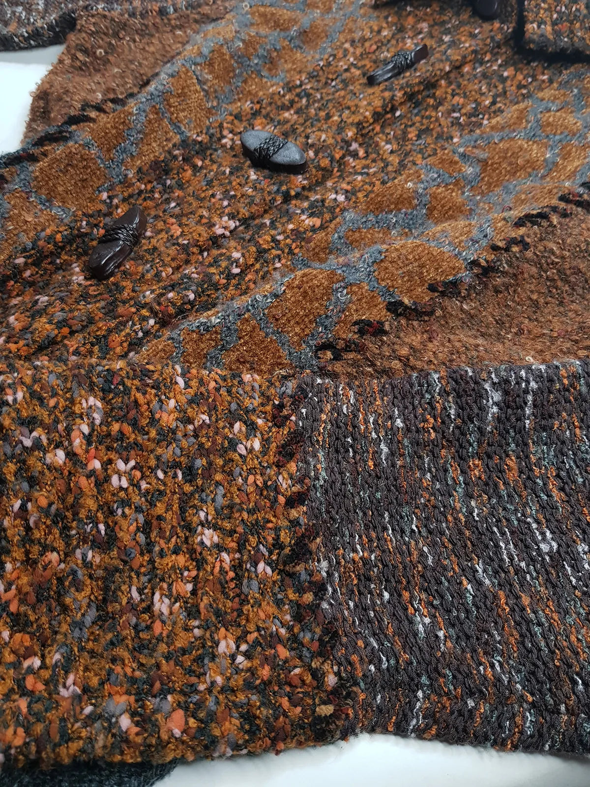 Vintage 1990s Sexy Earth Fairy Woodland Toned -  Hand Knitted Jacket with Leather Toggle Buttons