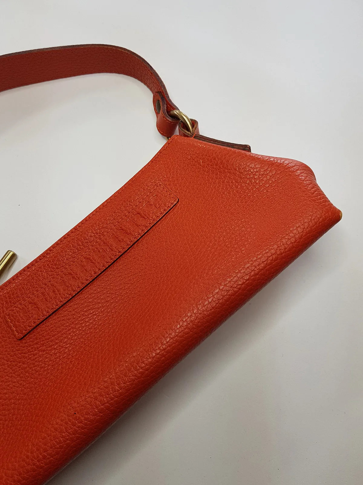 Authentic Burberry Purse in Tangerine - Genuine Leather - Made in Italy - Stamped - Antique Gold Hardware - Perfect Stitching