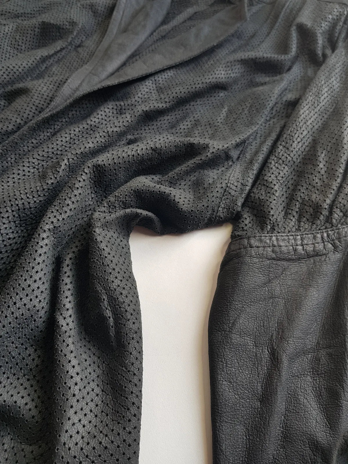 Vintage Italian Rare 100% Genuine Leather Jacket in Black - Buttery Soft & Beautifully Draped Perforated Leather - Motorcycle Vibes but very light to wear