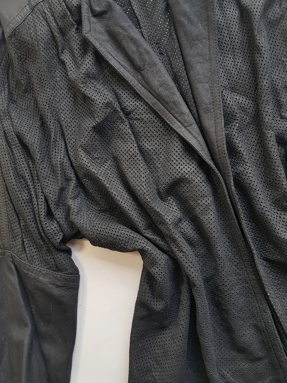 Vintage Italian Rare 100% Genuine Leather Jacket in Black - Buttery Soft & Beautifully Draped Perforated Leather - Motorcycle Vibes but very light to wear