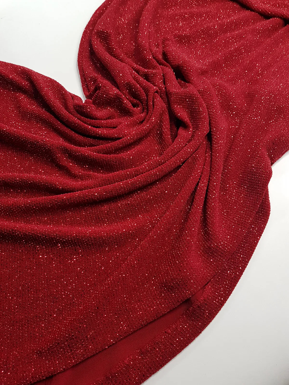 Iconic 90s Super Sexy Red Sparkle Gown - Absolutely Beautiful Silhouette & Hip Ruching with Silver Hardware Buckle that clings to the hip perfectly- Red with Red cast Diamonds in the fabric - Stretch body hugging high quality fabric