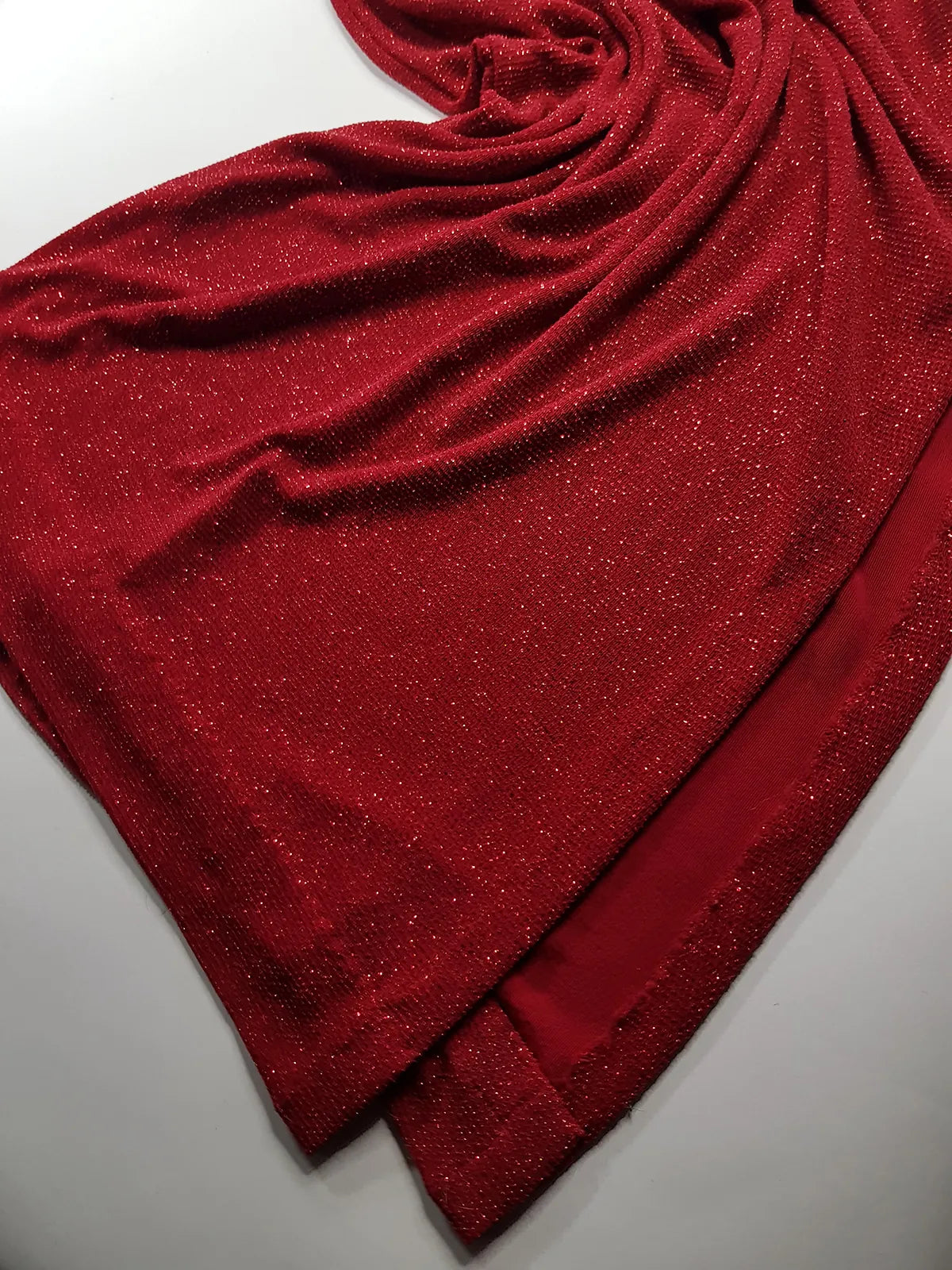 Iconic 90s Super Sexy Red Sparkle Gown - Absolutely Beautiful Silhouette & Hip Ruching with Silver Hardware Buckle that clings to the hip perfectly- Red with Red cast Diamonds in the fabric - Stretch body hugging high quality fabric