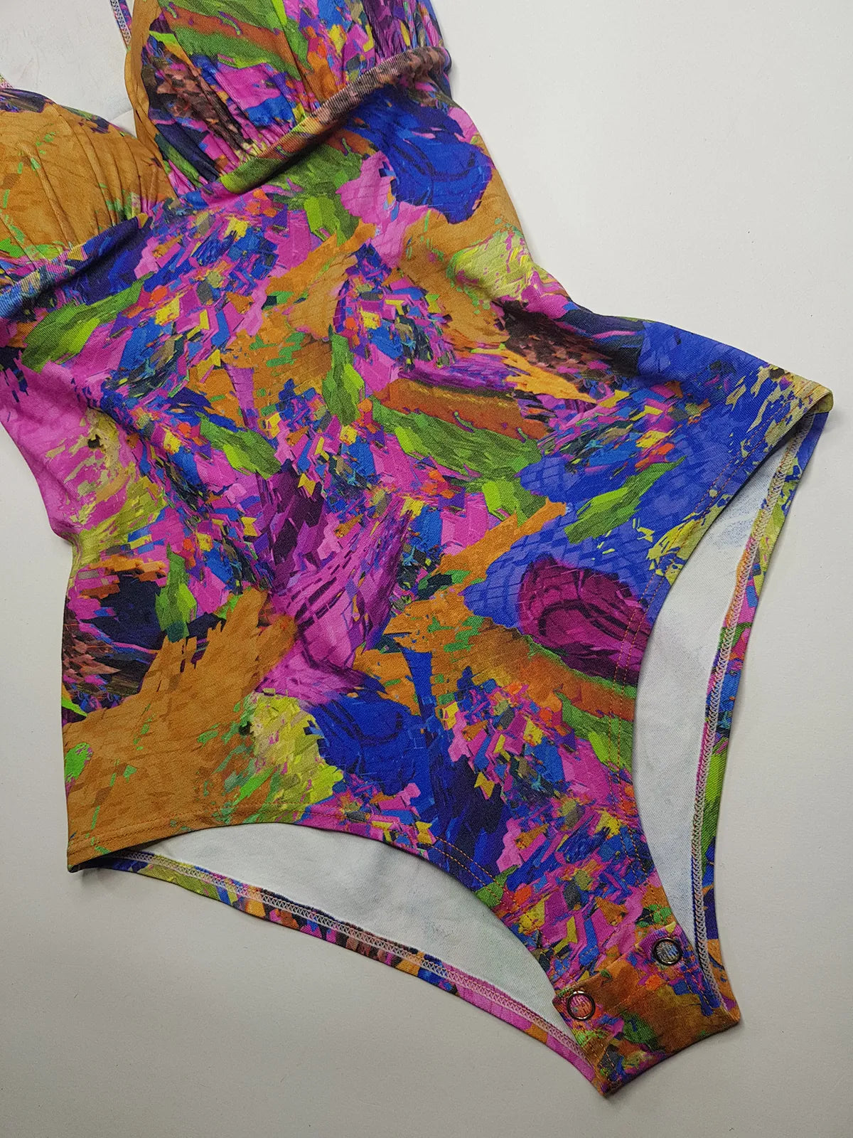 1980s Vintage Brazillian High Cut One Piece Swimsuit - Incredible Vintage Print - Figure Enhancing Cupped Bust with Gathered Fabric - Racer Back & Incredible Quality Fabric