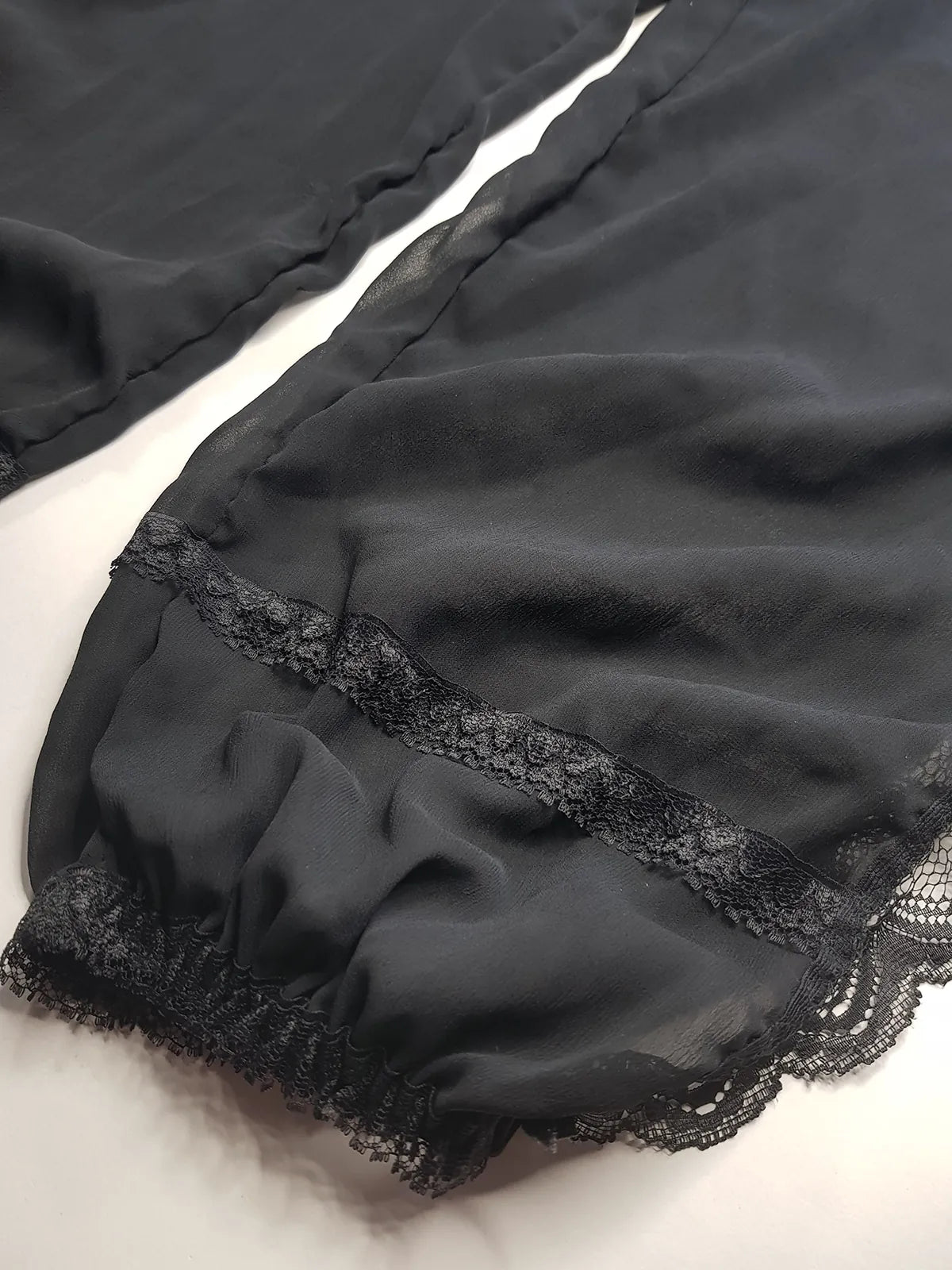 Vintage 1980s Arabian Playboy Style Belly Dance Lingerie 3 Piece Set - Rich Ruby Red Satin & Black Lace - Tie Top & Long Slits up the Sides of the Pants - Matching Sheer Lace Face Covering