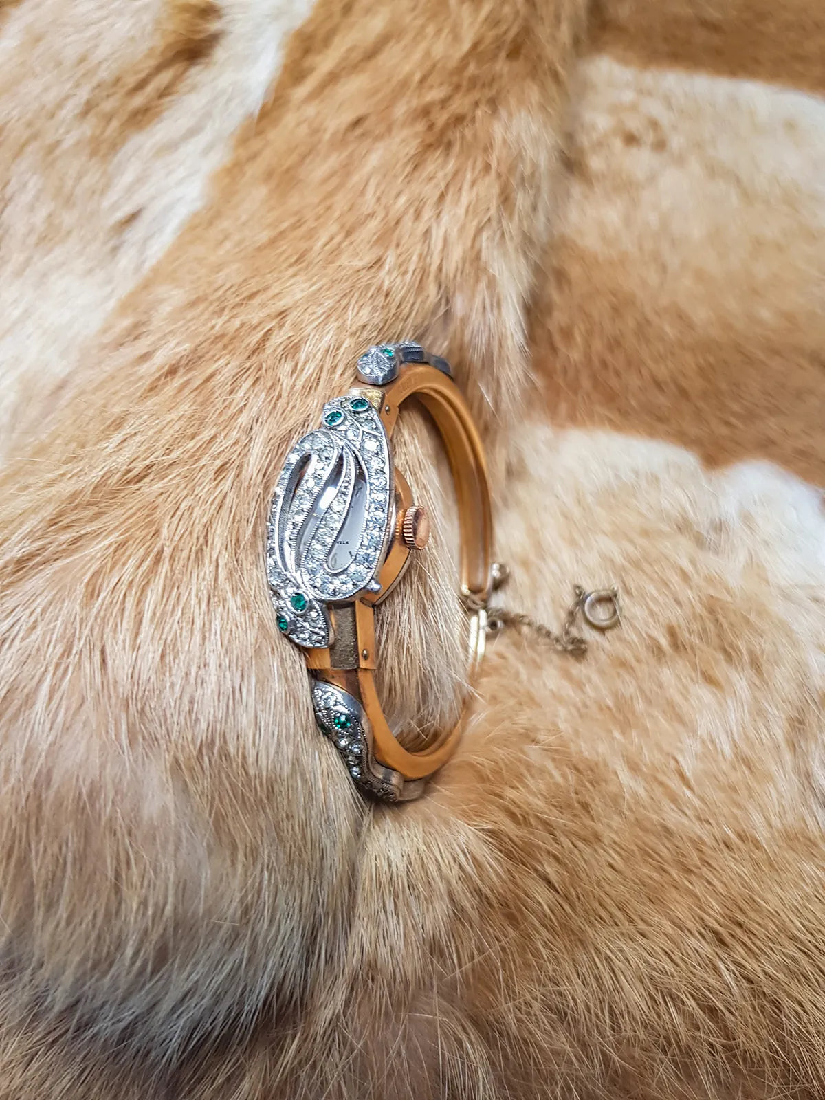 1930s Authentic Antique Snake Gold Bracelet / Watch - Unique Petite & Intricate - Snake Opens to Reveal Hidden Watch Inside