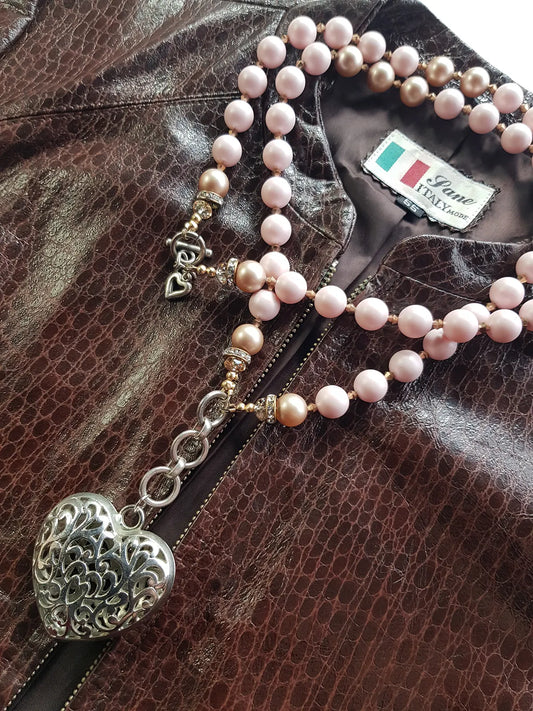 Exquisite antique custom made romantic gothic choker heart necklace - original piece only 1 made - wear multiple ways - all authentic vintage & antique components - beautiful quality in heavy crystals beads and metals