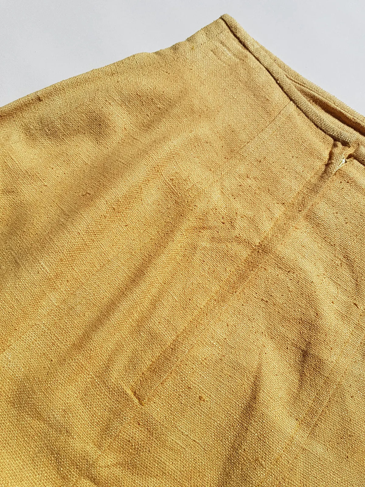 Pure Silk Vintage Office Skirt - muted yellow woven silk - perfect workwear wardrobe staple pieve