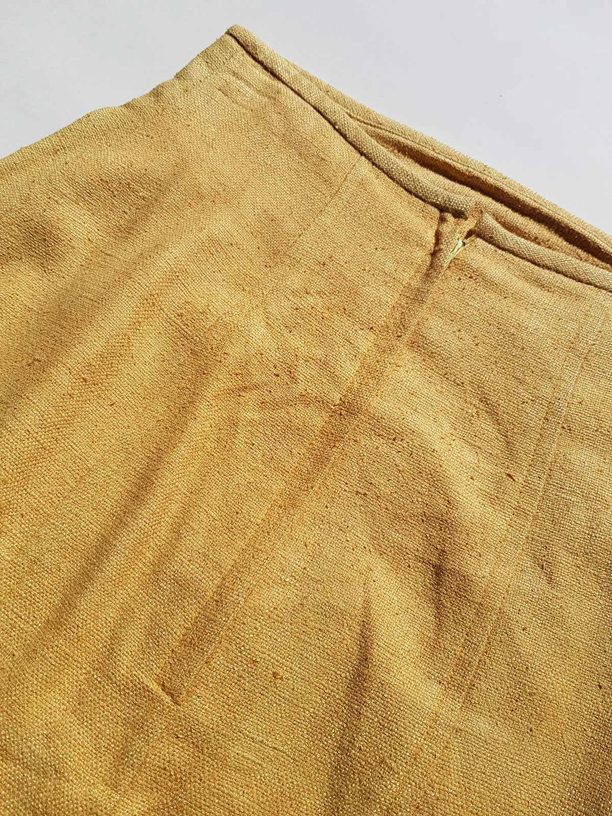 Pure Silk Vintage Office Skirt - muted yellow woven silk - perfect workwear wardrobe staple pieve