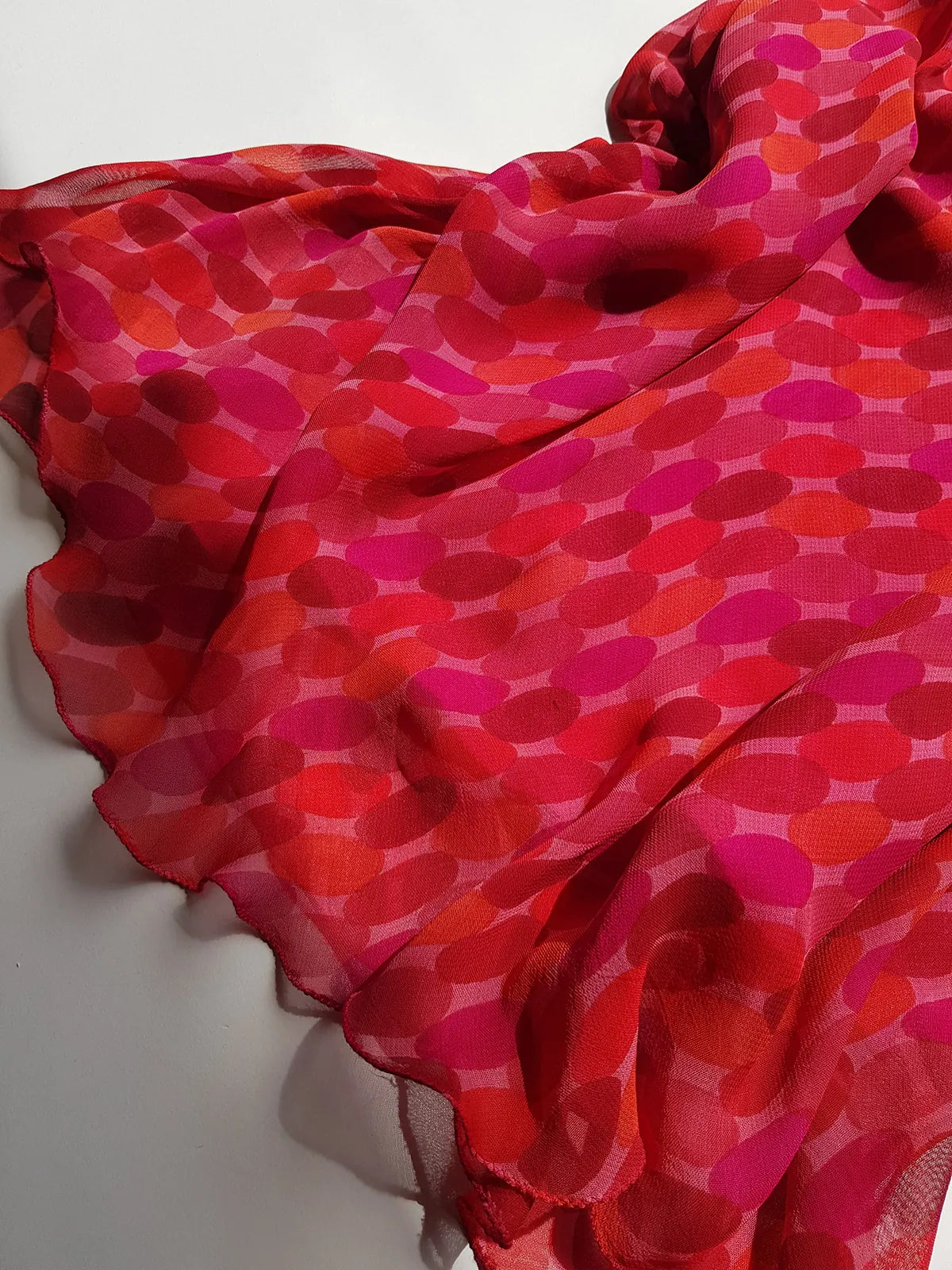 Rene Derhy Designer 90s Incredible Ruffled Bust Vintage Pink & Red Dress - Wrap Look - very light and flowy