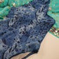 Vintage 1980s Insanely Hot Blue Leopard - High Cut - One Piece Swimsuit