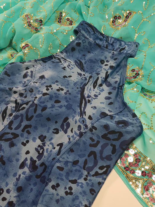 Vintage 1980s Insanely Hot Blue Leopard - High Cut - One Piece Swimsuit