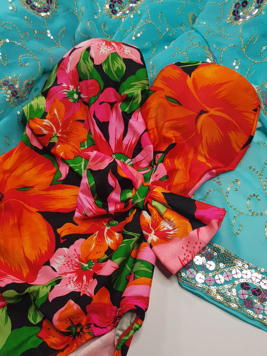 Poolside Glamour Vintage 1980s Tropical Strapless punchy floral one piece